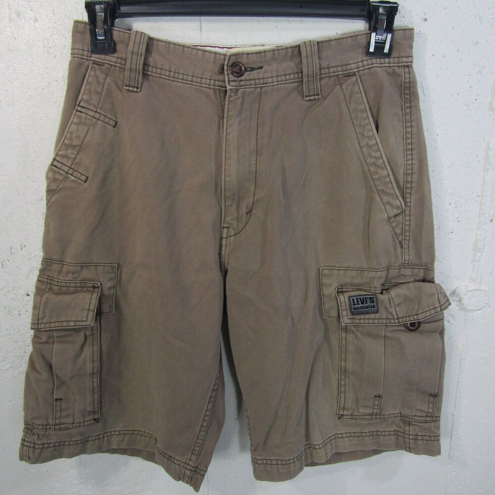 Levi's Workwear Men's W30 Cargo Shorts Khaki Tan Flat Front Cotton 11" Inseam
